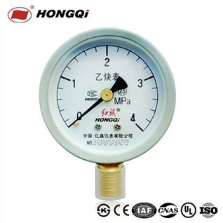 Manometr do acetylenu montowany na dole / z tyłu 60 mm 1/4 '' NPT, G1/4 '', ZG1/4 '' ± 2,5% Dokładność